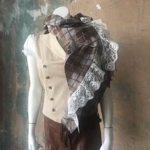 Hooded scarf plaid fall lace LARP steampunk